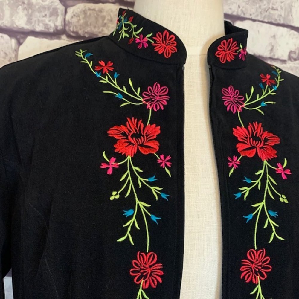 Notations Black Jacket W/ Decorative Stitching - image 2